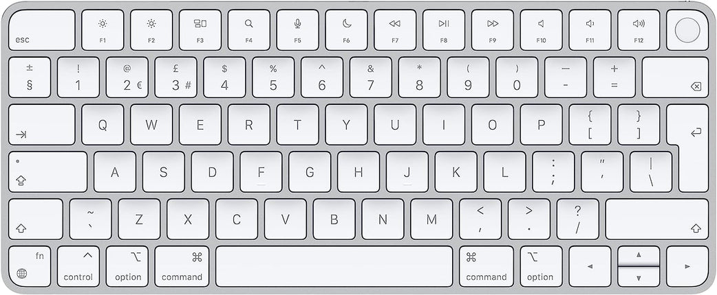 Genuine Original Apple Wireless Magic Keyboard With Touch ID (A2449/MK2A3BA) - White/Silver - Lightning - QWERTY Layout