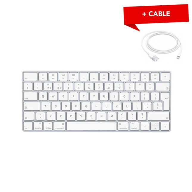 Genuine Original Apple Wireless Magic Keyboard 2 (A1644) - White/Silver - QWERTY LAYOUT