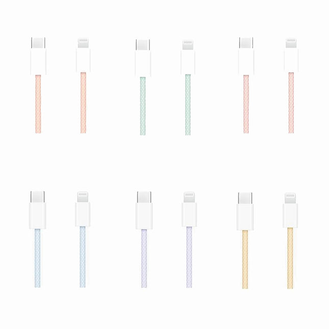 Genuine Apple iPhone Woven USB-C to Lightning Cable (A1703/MQGJ2ZM/A) - All Colours - 1 Metre - USB C to Lightning