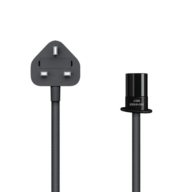 Genuine Original Apple HomePod (2nd Generation) (Woven/Braided) Mains Power Cable Lead (2022 onwards) - Black - Figure 8 - BS1363/A